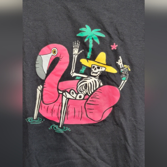 Brisco Skeleton Flamingo Floatie Graphic T Shirt Men Size Large - Picture 4 of 4